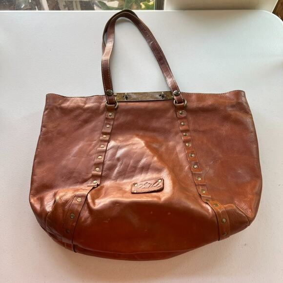 Patricia Nash Tote Bag Brown Benvenuto Heritage Collection Leather Studded - Picture 1 of 14